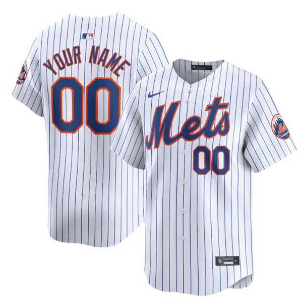 Mens New York Mets Active Player Cutsom 2024 White Home Limited Stitched Baseball Jersey